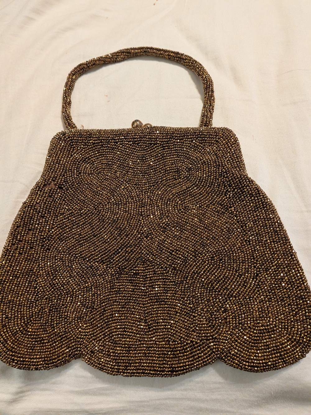 Stix,Baer&Fuller of St.Louis, Made in Belgium,Beaded Evening Handbag in Bronze - Picture 1 of 2